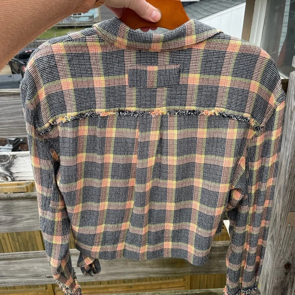 We the Free Running Wild Plaid Wrap Top Size Small - Picture 5 of 5